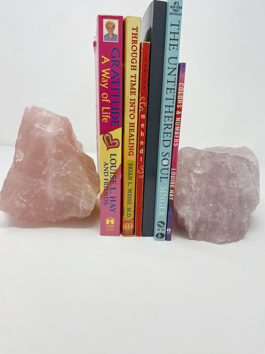 Rose Quartz and Lavender Quartz Bookends